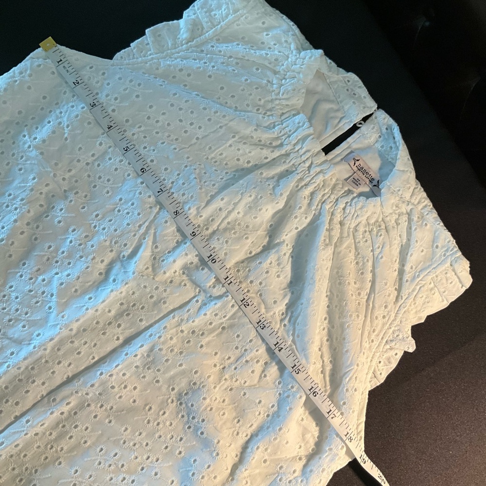 Nanette Lepore White Eyelet Ruffle Blouse - Picture 6 of 8
